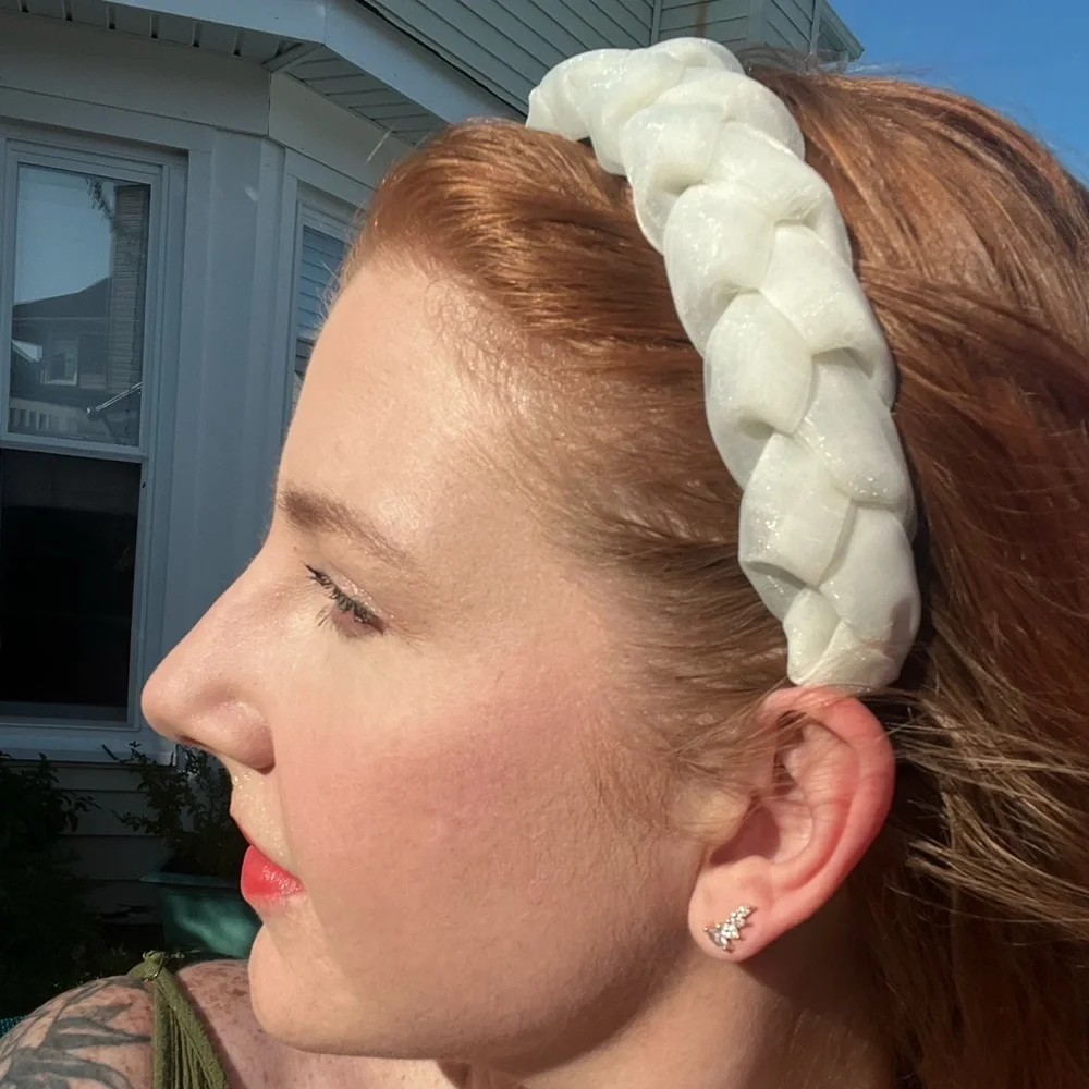 Ballet Core Chiffon Braided Headband Ivory